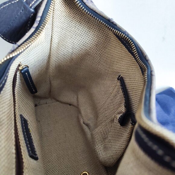 Vintage Dooney & Bourke Bag Signature Y2K 90S Blue Gray Dust Bag Canvas Leather - Picture 10 of 16